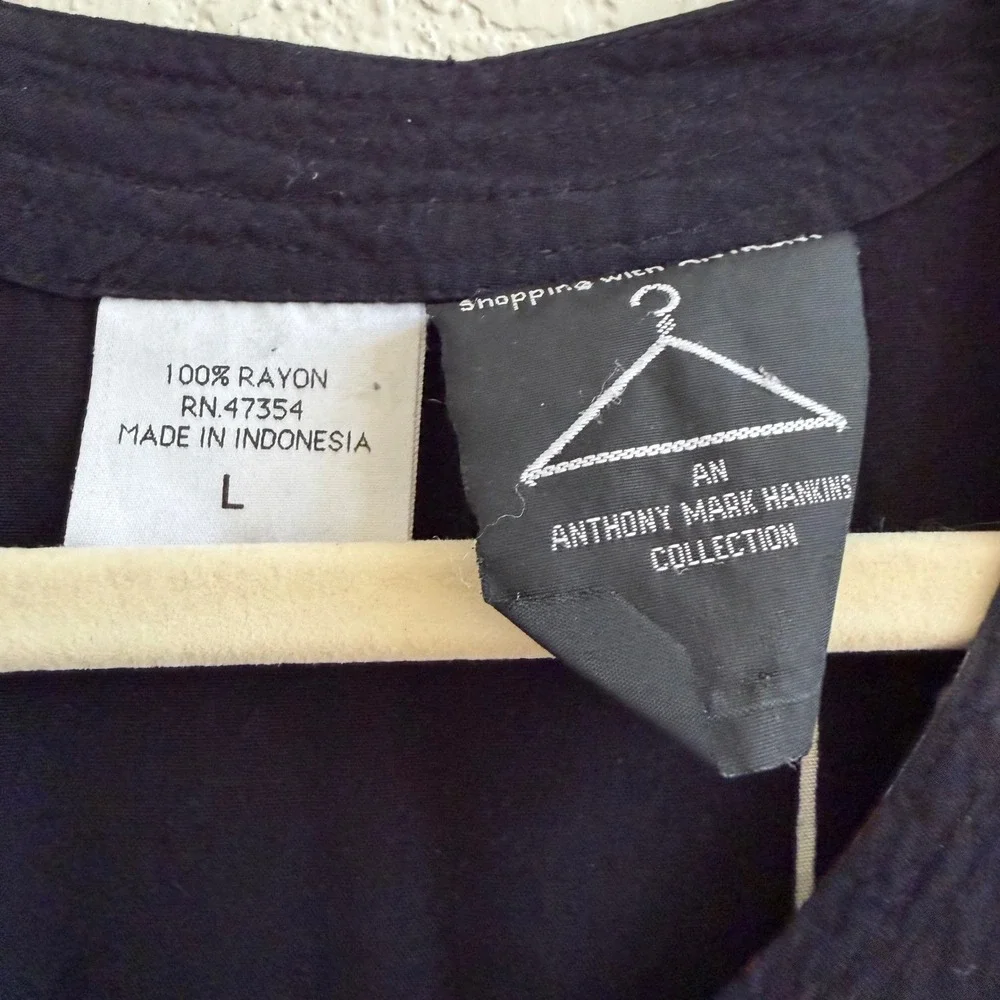 Anthony Mark Hankins Womens Large Black Geometric Asymmetrical Rayon‎ Tunic Top - Picture 4 of 10